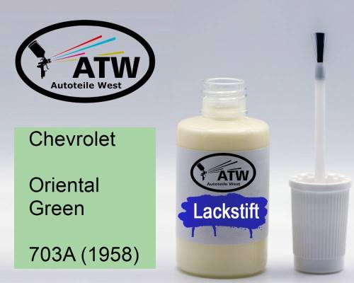 Chevrolet, Oriental Green, 703A (1958): 20ml Lackstift, von ATW Autoteile West.